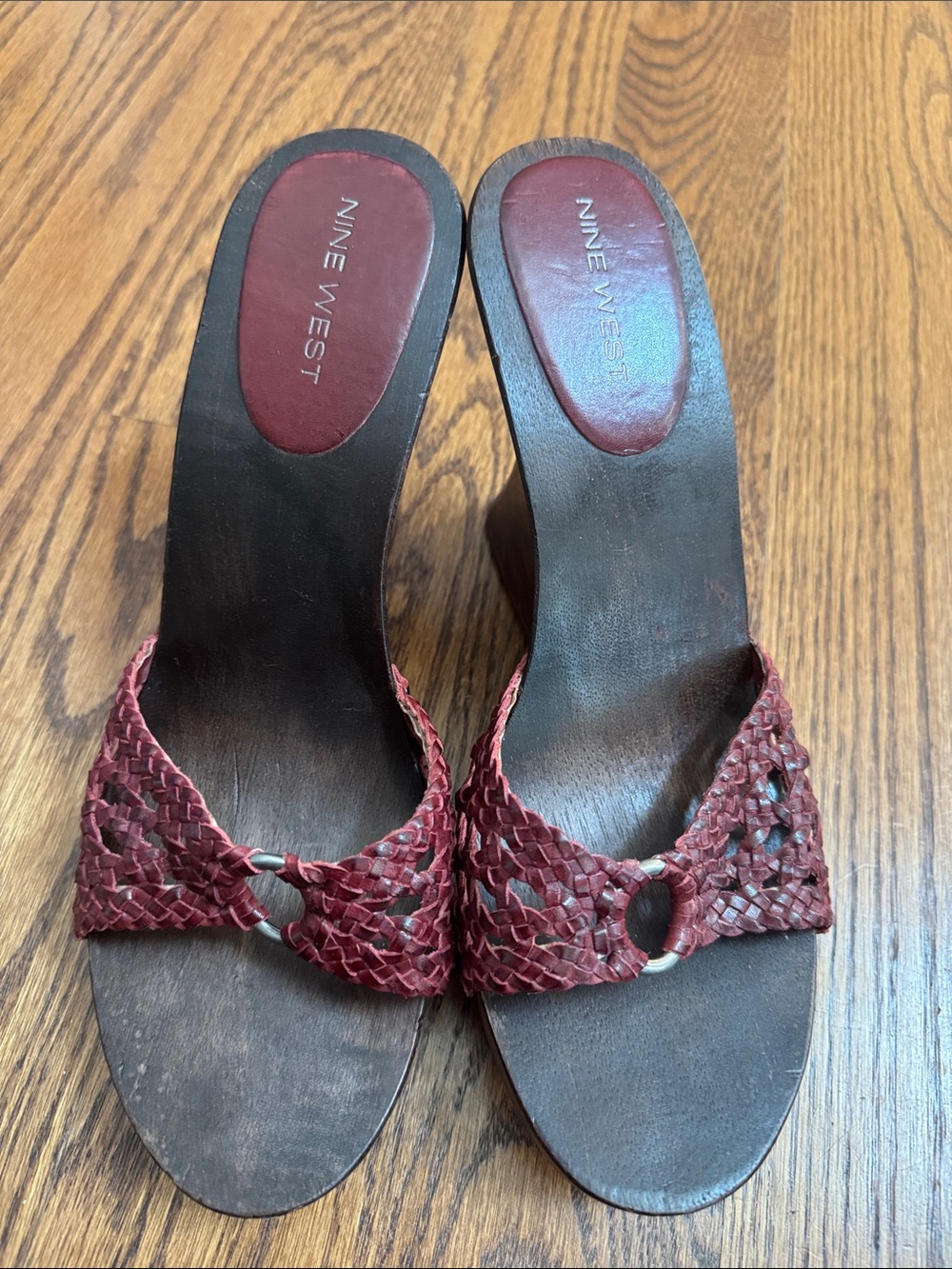 Nine West Braided Wine Red Slide Mules